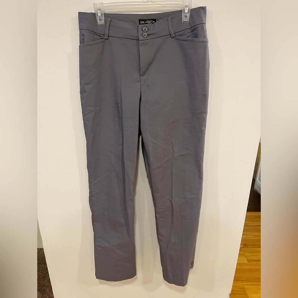 Lee gray straight leg mid rise pants size 12